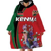 Personalized Kenya Lilac Breasted Roller Wearable Blanket Hoodie With Violet Flowers - Wonder Print Shop
