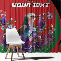 Personalized Kenya Lilac Breasted Roller Window Curtain With Violet Flowers - Wonder Print Shop