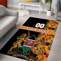 Custom Kenya Coat Of Arms Area Rug With Kente Patterns - Wonder Print Shop