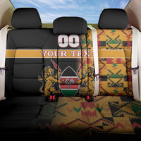 Custom Kenya Coat Of Arms Back Car Seat Cover With Kente Patterns - Wonder Print Shop