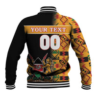 Custom Kenya Coat Of Arms Baseball Jacket With Kente Patterns - Wonder Print Shop
