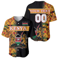 Custom Kenya Coat Of Arms Baseball Jersey With Kente Patterns - Wonder Print Shop