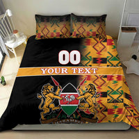 Custom Kenya Coat Of Arms Bedding Set With Kente Patterns - Wonder Print Shop