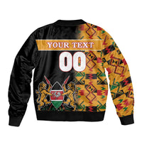 Custom Kenya Coat Of Arms Bomber Jacket With Kente Patterns - Wonder Print Shop