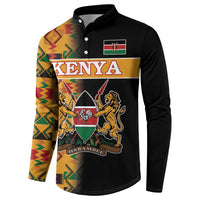 Custom Kenya Coat Of Arms Button Sweatshirt With Kente Patterns - Wonder Print Shop