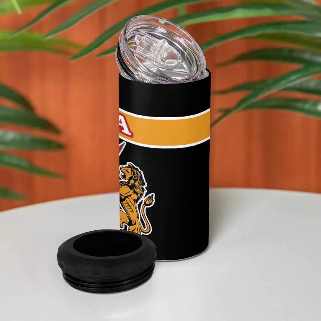 Kenya Coat Of Arms 4 in 1 Can Cooler Tumbler With Kente Patterns - Wonder Print Shop