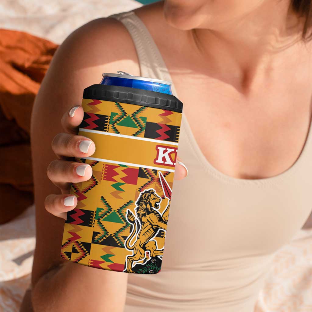 Kenya Coat Of Arms 4 in 1 Can Cooler Tumbler With Kente Patterns - Wonder Print Shop
