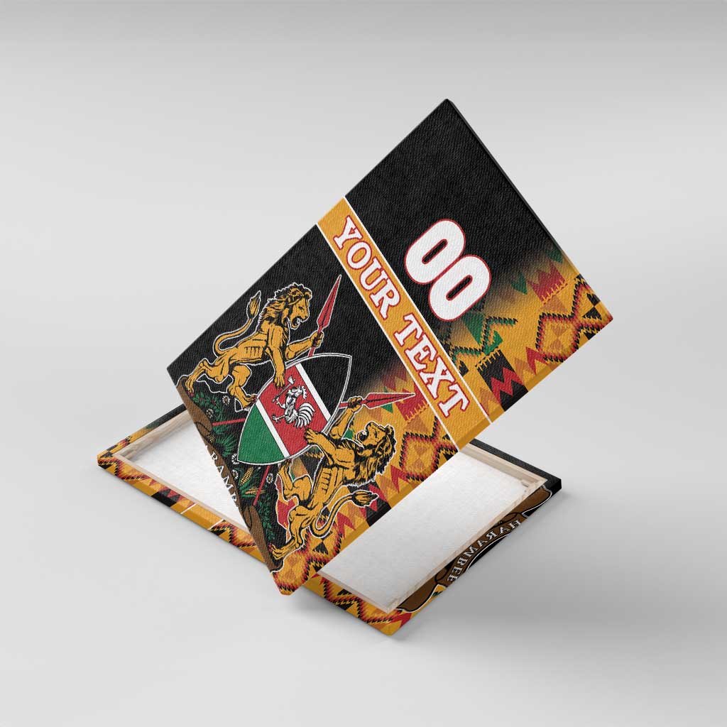 Custom Kenya Coat Of Arms Canvas Wall Art With Kente Patterns - Wonder Print Shop