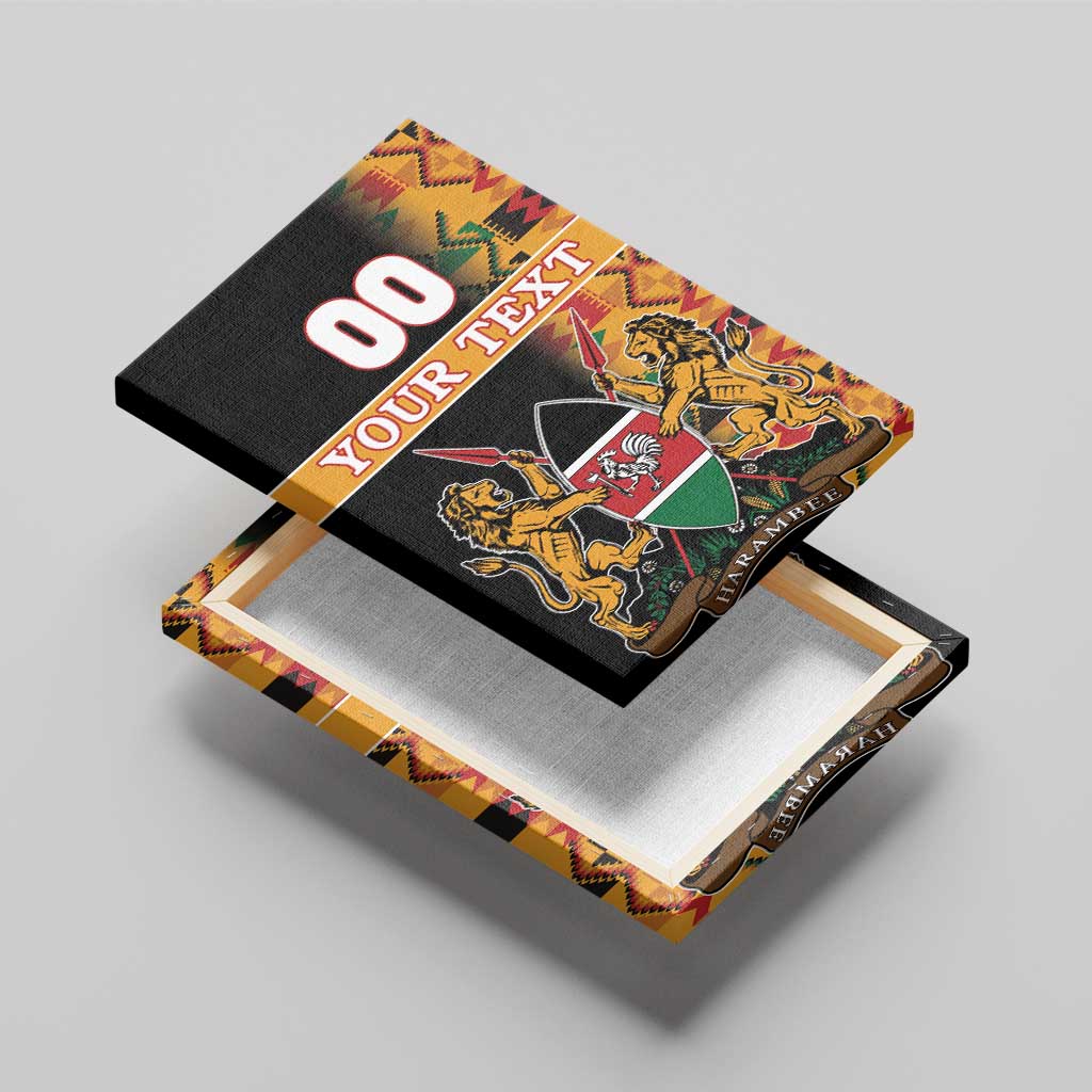 Custom Kenya Coat Of Arms Canvas Wall Art With Kente Patterns - Wonder Print Shop