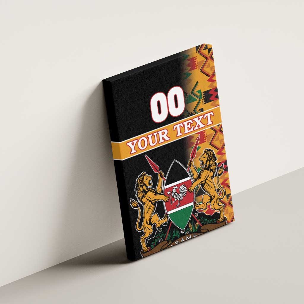 Custom Kenya Coat Of Arms Canvas Wall Art With Kente Patterns - Wonder Print Shop