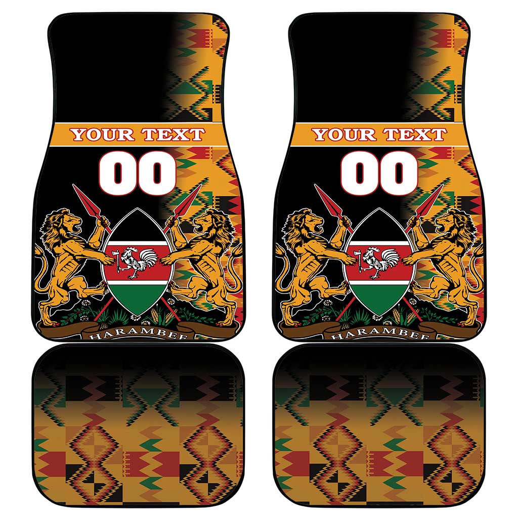Custom Kenya Coat Of Arms Car Mats With Kente Patterns - Wonder Print Shop