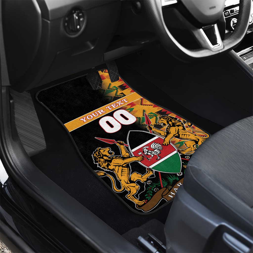 Custom Kenya Coat Of Arms Car Mats With Kente Patterns - Wonder Print Shop
