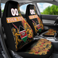 Custom Kenya Coat Of Arms Car Seat Cover With Kente Patterns - Wonder Print Shop