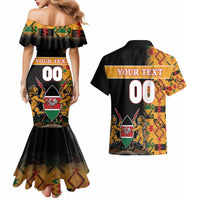 Custom Kenya Coat Of Arms Couples Matching Mermaid Dress and Hawaiian Shirt With Kente Patterns - Wonder Print Shop