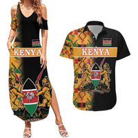 Custom Kenya Coat Of Arms Couples Matching Summer Maxi Dress and Hawaiian Shirt With Kente Patterns - Wonder Print Shop