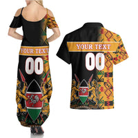 Custom Kenya Coat Of Arms Couples Matching Summer Maxi Dress and Hawaiian Shirt With Kente Patterns - Wonder Print Shop
