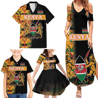 Custom Kenya Coat Of Arms Family Matching Summer Maxi Dress and Hawaiian Shirt With Kente Patterns - Wonder Print Shop