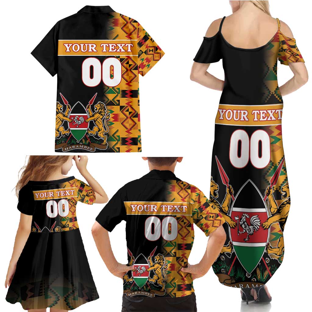 Custom Kenya Coat Of Arms Family Matching Summer Maxi Dress and Hawaiian Shirt With Kente Patterns - Wonder Print Shop