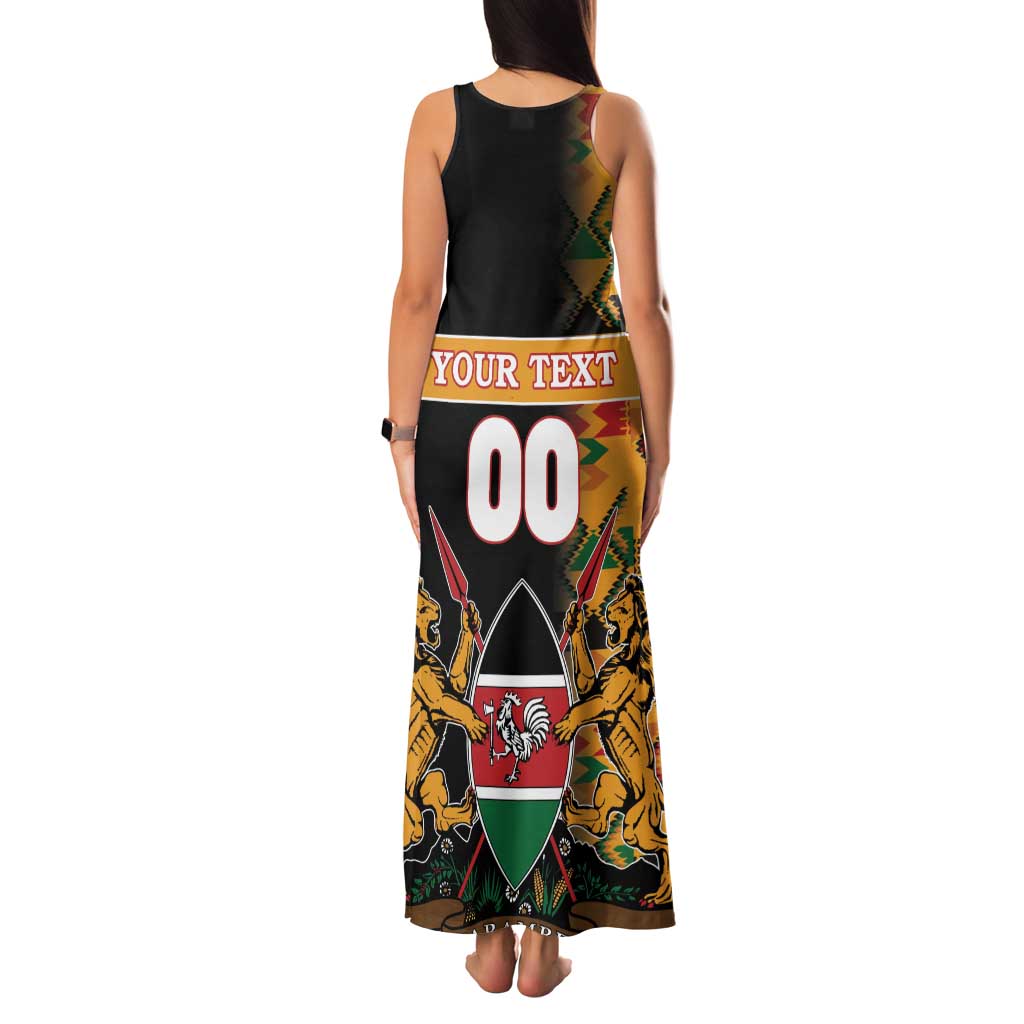 Custom Kenya Coat Of Arms Family Matching Tank Maxi Dress and Hawaiian Shirt With Kente Patterns - Wonder Print Shop