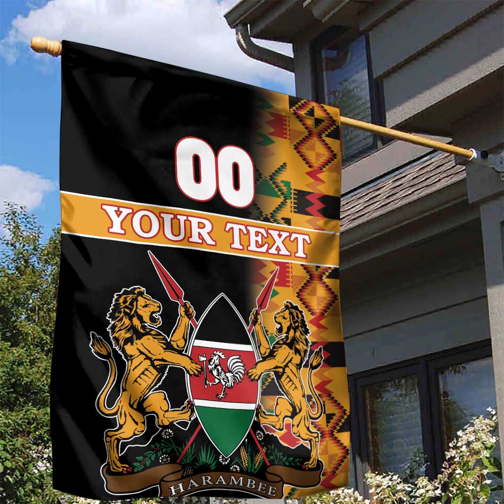 Custom Kenya Coat Of Arms Garden Flag With Kente Patterns - Wonder Print Shop