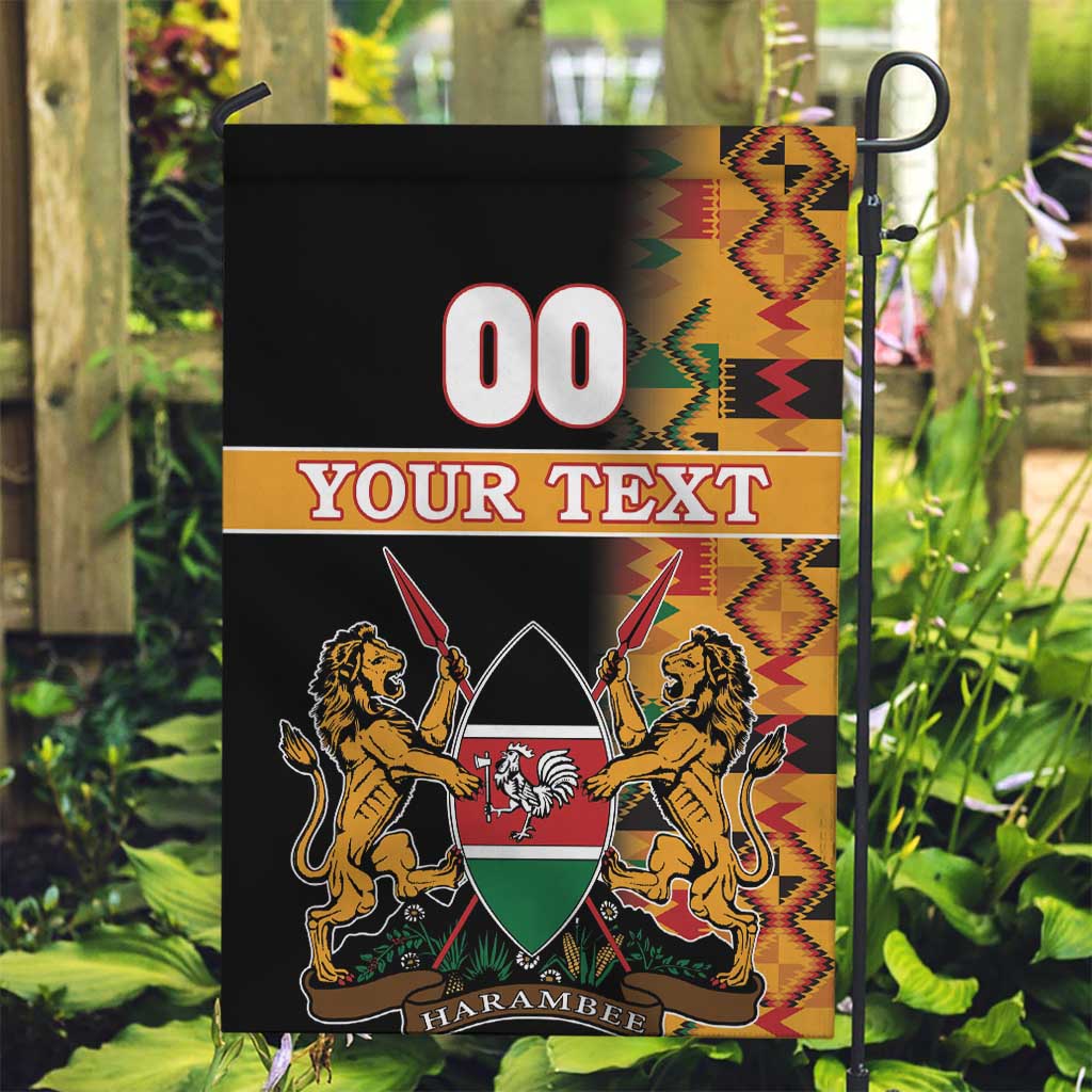 Custom Kenya Coat Of Arms Garden Flag With Kente Patterns - Wonder Print Shop