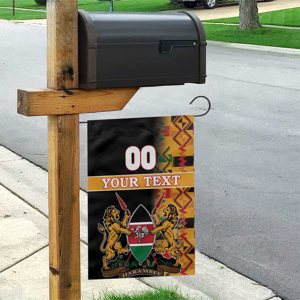 Custom Kenya Coat Of Arms Garden Flag With Kente Patterns - Wonder Print Shop