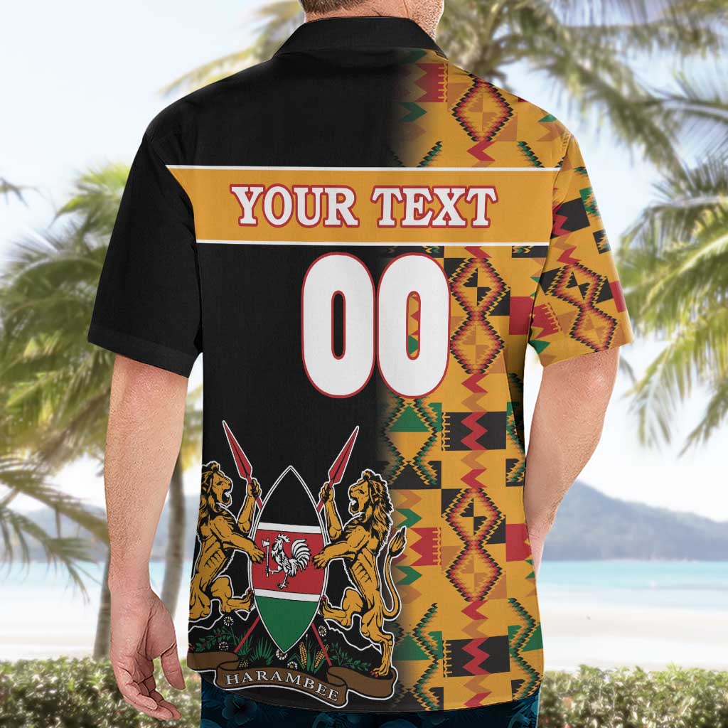 Custom Kenya Coat Of Arms Hawaiian Shirt With Kente Patterns - Wonder Print Shop