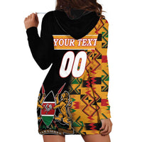 Custom Kenya Coat Of Arms Hoodie Dress With Kente Patterns - Wonder Print Shop