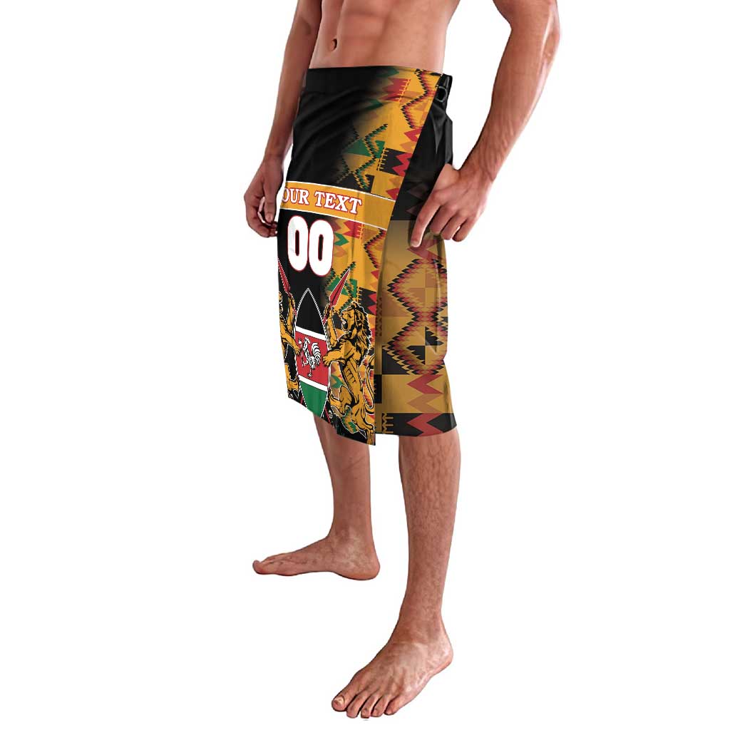 Custom Kenya Coat Of Arms Lavalava With Kente Patterns - Wonder Print Shop
