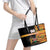 Custom Kenya Coat Of Arms Leather Tote Bag With Kente Patterns - Wonder Print Shop
