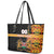 Custom Kenya Coat Of Arms Leather Tote Bag With Kente Patterns - Wonder Print Shop