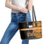 Custom Kenya Coat Of Arms Leather Tote Bag With Kente Patterns - Wonder Print Shop