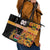 Custom Kenya Coat Of Arms Leather Tote Bag With Kente Patterns - Wonder Print Shop