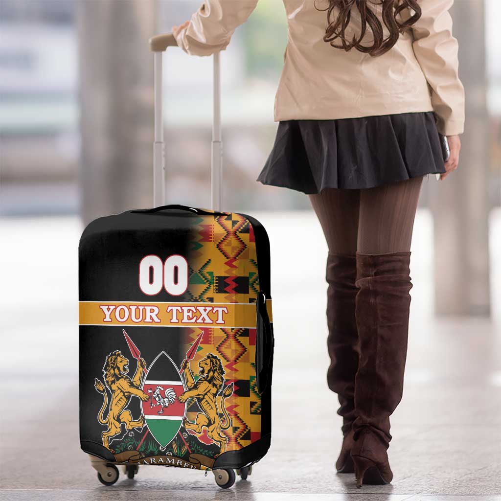 Custom Kenya Coat Of Arms Luggage Cover With Kente Patterns - Wonder Print Shop