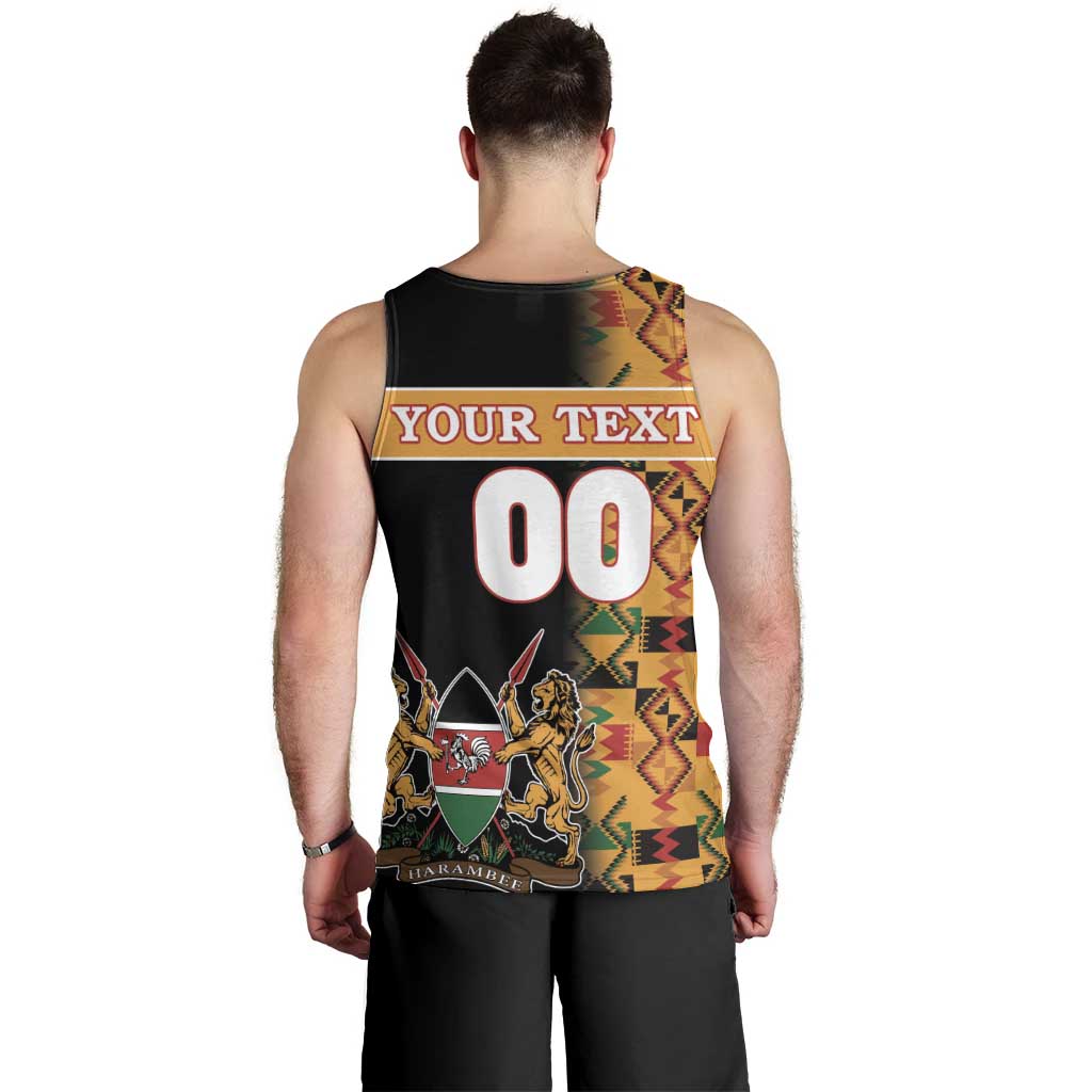 Custom Kenya Coat Of Arms Men Tank Top With Kente Patterns - Wonder Print Shop