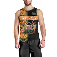 Custom Kenya Coat Of Arms Men Tank Top With Kente Patterns - Wonder Print Shop