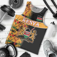 Custom Kenya Coat Of Arms Men Tank Top With Kente Patterns - Wonder Print Shop