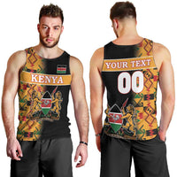 Custom Kenya Coat Of Arms Men Tank Top With Kente Patterns - Wonder Print Shop