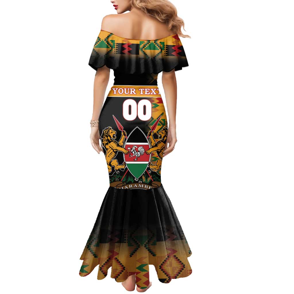 Custom Kenya Coat Of Arms Mermaid Dress With Kente Patterns - Wonder Print Shop