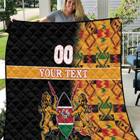 Custom Kenya Coat Of Arms Quilt With Kente Patterns - Wonder Print Shop