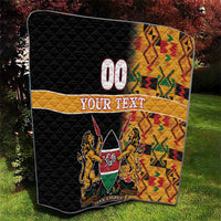 Custom Kenya Coat Of Arms Quilt With Kente Patterns - Wonder Print Shop