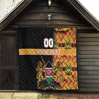 Custom Kenya Coat Of Arms Quilt With Kente Patterns - Wonder Print Shop