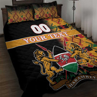 Custom Kenya Coat Of Arms Quilt Bed Set With Kente Patterns - Wonder Print Shop