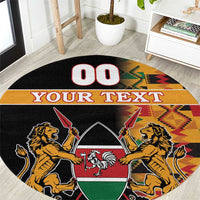 Custom Kenya Coat Of Arms Round Carpet With Kente Patterns