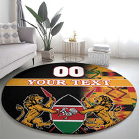 Custom Kenya Coat Of Arms Round Carpet With Kente Patterns