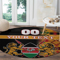 Custom Kenya Coat Of Arms Round Carpet With Kente Patterns