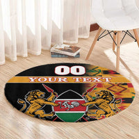 Custom Kenya Coat Of Arms Round Carpet With Kente Patterns