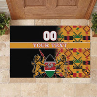 Custom Kenya Coat Of Arms Rubber Doormat With Kente Patterns - Wonder Print Shop