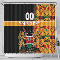 Custom Kenya Coat Of Arms Shower Curtain With Kente Patterns