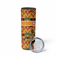 Kenya Coat Of Arms Skinny Tumbler With Kente Patterns - Wonder Print Shop